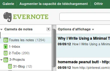 Carnet de note blog dans mon evernote